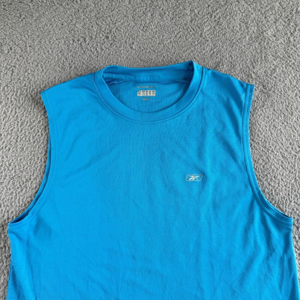 Reebok Shirt Mens Large Blue Tank Top Vest Athletic Play Dry Sports Training Gym